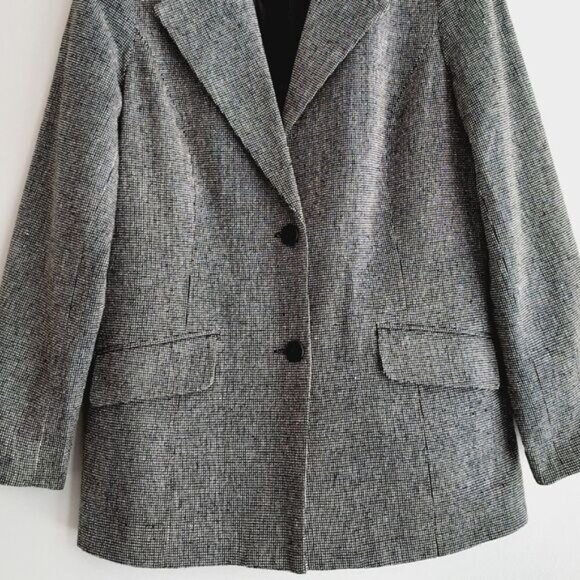 COLDWATER CREEK 100% Silk Micro Grid Classic Blazer Jacket Sz 12 - Picture 4 of 10